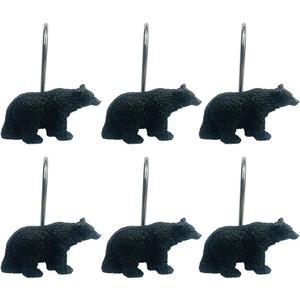 Black Bear Lodge Shower Curtain Hooks, Set of 12 Black Bear Lodge Shower Curtain Rins, Set of 12