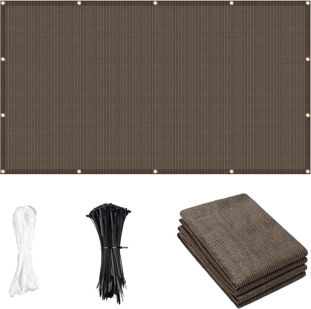 Cool Area Sun Shade Cloth with Grommets 3/4/6/8/10/12/16/20 FT Shade Panel Shade Tarp Screen Fabic for Outdoor Patio Pergola Cover Deck Garden, 6x8 FT, Brown