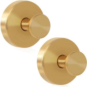 Suction Cup Hooks for Shower, Wreath Hangers for Front Door, Hanging up to 15 lbs No Drill Bathroom Hooks for Glass, Mirror, Tile Holds Towels, Robes, Loofah Waterproof Matte (2, Gold)