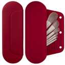 Silicone Makeup Brush Holder Travel Cosmetic BagSoft Portable Cosmetic Face Brushes Holder with Upgrade Anti-Fall Out Magnetic Closure, Large Travel Makeup Brush Case - Red