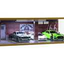 1/ 24 Scale Die-cast Car Garage Display Case with Clear Acrylic Cover and LED Lighting for 4 Parking Space (1:24-4 Parking Route 66)