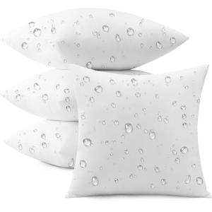 puredown 26x26 Outdoor Pillow Inserts, Set of 4, Fluffy Soft Waterproof Down Alternative Euro Pillows for Porch Swing Sofa Couch Cushion Patio Furniture