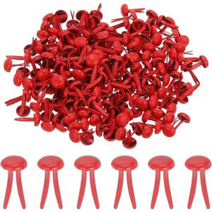 PATIKIL 1000 PCS Paper Brass Fasteners Split Pins Pastel Mini Metal Brads Round Head Plated Fastener for Craft Art Scrapbooking DIY Supplies, Red, 5 x 9 mm