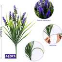 Geegoods Artificial Plants Flowers Outdoor 24 Bundles UV Resistant Faux Lavender Flowers with Monkey Grass for Garden Porch Window Patio Hanging Planter Decor