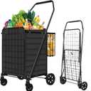 Folding Shopping Cart with Waterproof Liner & 360 Swivel Wheels | Collapsible Grocery Cart for Easy Transport, Ideal for Laundry, Shopping, and Travel  132 LBS Capacity
