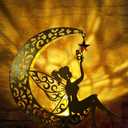 Vuees Solar Garden Statues Outdoor Decor, Fairy Moon Figurine Light Stake, Housewarming Ornament for Patio, Lawn, Yard, Pathway - Unique Gift Ideas for Gardening Mom Grandma