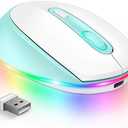 seenda Wireless Mouse, Rechargeable Light Up Mouse for Laptop, Small Cordless Mice with Quiet Click LED Rainbow Lights for PC Computer Kids Chromebook Windows Mac,Mint Green