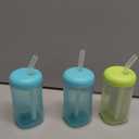 The First Years Squeeze & Sip Toddler Straw Cups - Squeezable Transition Sippy Cup with Silicone Straw - Toddler Feeding Supplies - 7 Oz - 3 Count - Ages 6 Months and Up (Green/Teal)