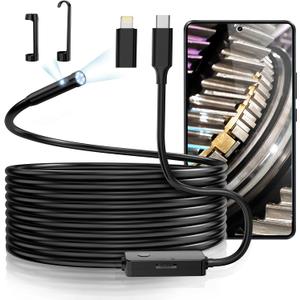 5mm USBborescope Camera AMTORIN Double-Lens Endoscope with a Diameter of 5mm and a Length of 5m Supports iOS and Android Systems Type-c and Lighting Connection No WiFi or Charging Required