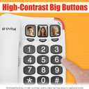 Uvital Big Button Phone for Seniors, White Senior Phone for Elderly Landline, Black Big Buttons Corded Landline Telephone for Home, Corded Landline Phones for Home, Loud Speaker | One-Touch Dial