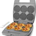 Baker's Friend Multi Mini Waffle Maker Machine, Bake 6 x 3 Inch Small Waffles, Perfect for Families and Individuals Use, Excellent Choice for Breakfast Brunch Parties & Events, Graphite