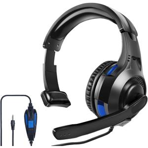 One Ear Headset with Mic for PS5/PS4/Xbox One/Xbox Series X/S/Nintendo Switch/Lite/Steam Deck, Gaming Headphone with Microphone Control, 3.5MM Wired Unilateral Chat Headset for Laptop/Tablets/Phone/PC