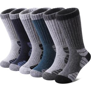 Kids Merino Wool Hiking Socks Boys Girls Toddlers Thermal Winter Warm Boot Thick Cushion Socks 6 Pairs (8-12 Years)