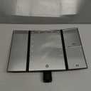 Flymiro Tri-fold Lighted Vanity Makeup Mirror with 3x/ 2x Magnification, 21 LEDs Light and Touch Screen, 180 Degree Free Rotation Countertop Cosmetic Mirror, Travel (Black)