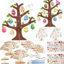 Fennoral 24 Pack 3D Wooden Easter Egg Tree Craft Kit for Kids Make You Own Easter Egg Tree DIY Wooden Easter Art and Craft for Girls Boys Easter Decoration Easter Gifts