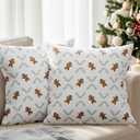 Gingerbread Pillow cases 18x18 - Christmas Pillow Covers Set of 2 - Xmas Couch Pillowcases for Living Room - Bed-Sized Holiday Throw Pillow Covers - Winter Holiday Home Decor - Velvet Cushion Cases (04 - Gingerbread Cookie)