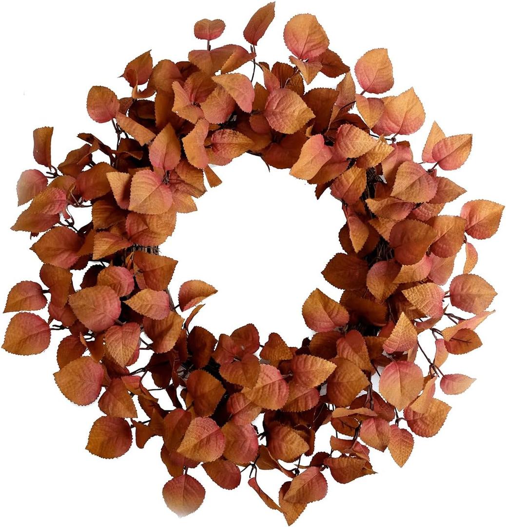 TEMPUS 20 Inch Artificial Fall Leaves Wreath - Handcrafted Autumn Grapevine Wreath for Front Door, Indoor/Outdoor Thanksgiving Home Decor