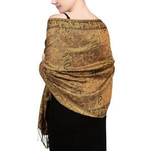 Achillea Reversible Paisley Pashmina Rave Scarf Exotic Indian Shawls and Wraps for Evening Dresses, Festivals, All Seasons