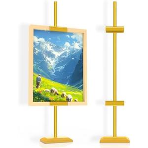 Adjustable Tabletop Easel Stand for Frames up to 29" H, Picture Easels for Display, Gold Easel, Picture Frame Stand, Adjustable Art Easel, Metal Picture Frame Holder Stand Table for Art, Photo (Gold)