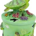 Sea Turtle Trinket Box - 5-Inch Resin Turtle Jewelry Storage Box, Ocean-Themed Decorative Treasure Box for Desk & Home Dcor, Mini Seaturtle Figurine (Green)