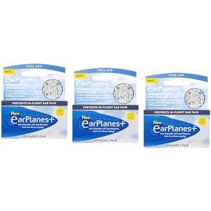 Original Adult EarPlanes by Cirrus Healthcare Earplugs Airplane Travel Ear Protection Bonus Pack (3 Pair)
