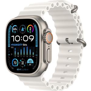 Apple Watch Ultra 2 [GPS + Cellular, 49mm] - Titanium Case With White Ocean Band, One Size 