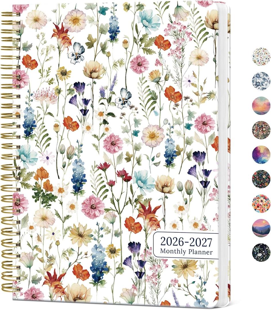 3 x Monthly Planner 2026-2027, Aesthetic 2 Year Months Planner Calendar, 24-Months from January 2026 - December 2027, 26-27 Monthly Calendar Planner, Perfect for School Office Home, 7" x 10" - Wildflowers