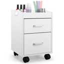 Geelin Pedicure Trolley Cart 14"x13"x19" Portable Double Layer Pedicure Station with Wheels for Nail Salon, Spa, Beauty Salon, Home Bathroom Manicure Pedicures Equipment(White)