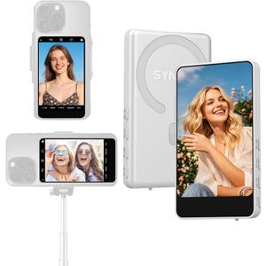 SYNCO M4 Magnetic Phone Vlog Selfie Monitor Screen, Wireless Back Camera Monitor for Live Stream TikTok, Compatible with iPhone & Android,4" 4K HD with 50m BT 5.4 Wireless, 3H Battery(White)