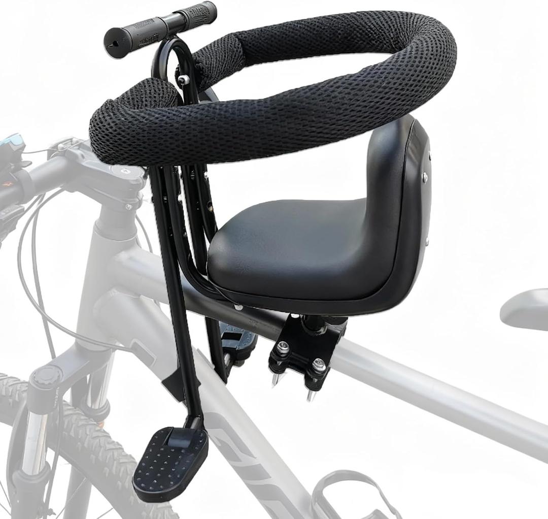 Front Mount Kids Bike Seat for Adult Bike - Baby & Toddler Bicycle Seat with Adjustable Footrests, for Children 1-5 Years, Easy-Install Child Carrier for Commuting & Family Rides