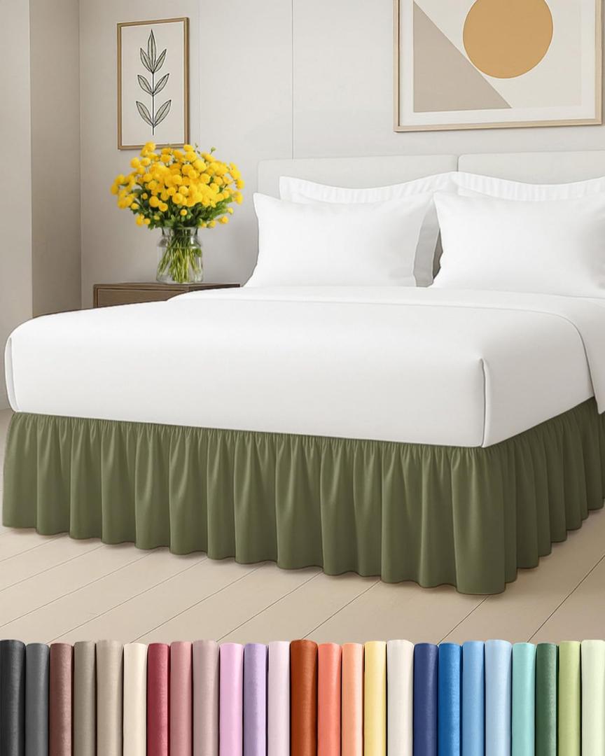 Bedskirt Full Size Ruffle - 18 inch Drop Dust Ruffle Bed Skirt with Platform - Soft, Easy Fit, Premium Hotel Quality - Wrinkle, Fade & Shrink Resistant - for Women, Men, Kids and Teens - Sage Green