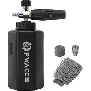 PWACCS Foam Cannon for Pressure Washer, Adjustable Car Wash Foam Cannon, Big Mouth Snow Foam Lance with 1/4" Quick Connect, Thick Foam Power Wash Foam Blaster 1.5 L, Additional Orifice Nozzle 1.1mm