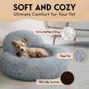 PetJett Small Dog Bed - 23'' Round Dog Beds, Calming Puppy Bed - Anti-Slip & Washable Super Soft Fluffy Plush Faux Fur Pet Bed, Anti-Anxiety Premium Comfort Donut Bed,Fits Dogs upto 25 lbs,Bright Gray