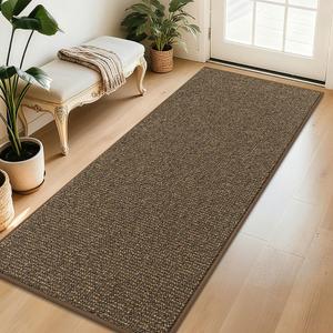 BEQHAUSE Dirt Trapper Door Mat 32" x 72", Non-Slip Washable Doormats Entrance Mat, Dirt Resistant and Absorbent Welcome Mat, Low Profile Floor Mats for Front Back Door and Entryway, Brown