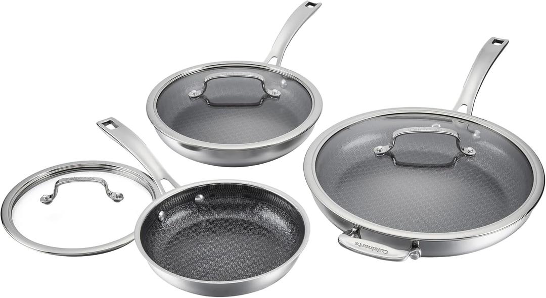 Cuisinart FusionPlus Hybrid Stainless Steel Cookware Set, 6-Piece Skillet Cooking Set with PFAS-Free PURELYSEAR Ceramic Technology, Scratch Proof, Cool Grip Handles, Dishwasher Safe, Assorted