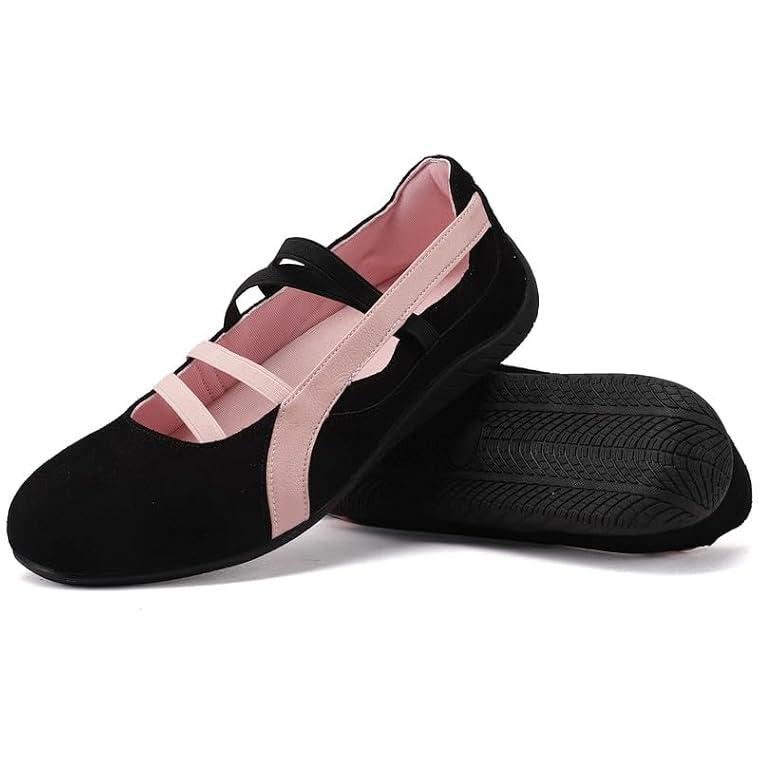 iiimmu Women Ballet Flats Mary Jane Sneakers with Elastic Straps with Cushioned Insole for Daily Wear, 8.5
