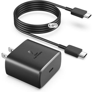 2 x 45W Super Fast Charger USB C Android Phone Charger Fast Charging Replacement for Samsung Galaxy S25/S25 Ultra/S25+/S24 Ultra/S24/S24+/S23 Ultra/S23/S22/S20/S21/Note 10,Galaxy Tab, 6Ft C Cable