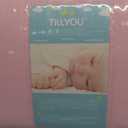 TILLYOU Cotton No-Gap Mini Crib Bumper Pads for Baby Pink 8x122 Inch
