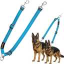 MingXpet Double Dog Leash for Two Dogs, No Pull Dog Leash, 360 Swivel No Tangle for Large Dogs Walking & Training, Shock Absorbing Reflective Bungee, Blue