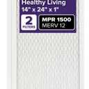 Filtrete 14x24x1 Air Filter MPR 1500 MERV 12, Healthy Living Ultra Allergen, 2-Pack (exact dimensions 13.81x23.81x0.78)