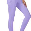 MAGCOMSEN High Waisted Yoga Pants with Pockets for Women 7/8 Tummy Control Athletic Running Leggings Light Purple, XXL