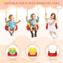 3-in-1 Toddler Swing Set, Indoor & Outdoor Baby Swing Heavy Duty Swing Set with Foldable Metal Stand for Aged 6 Months to 10 Years Old, Easy to Assemble and Store (RedBlue)