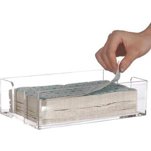 Cq acrylic Guest Towel Napkin Holder for Table, 9"x 5.5" Clear Dinner Modern Flat Dinner Napkins Holder in kitchen or Dining room, Luxury restaurant Countertops & Outdoor Tables,Pack of 1