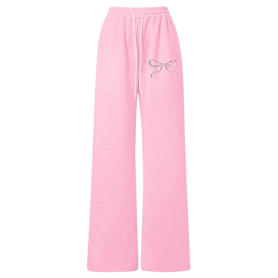 QJQ Girl's High Elastic Waist Pants Y2k Jogger Swearpants Casual Baggy Wide Leg Sweatpants Pink 2026 11Y (Pink)