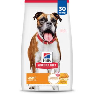 Hill's Science Diet Light , Adult 1-6, Weight Management Support, Dry Dog Food, Chicken & Barley, 30 lb Bag Hill's Science Diet Light , Adult 1-6, Weight Management Support, Dry Dog Food, Chicken & Barley, 30 lb Bag