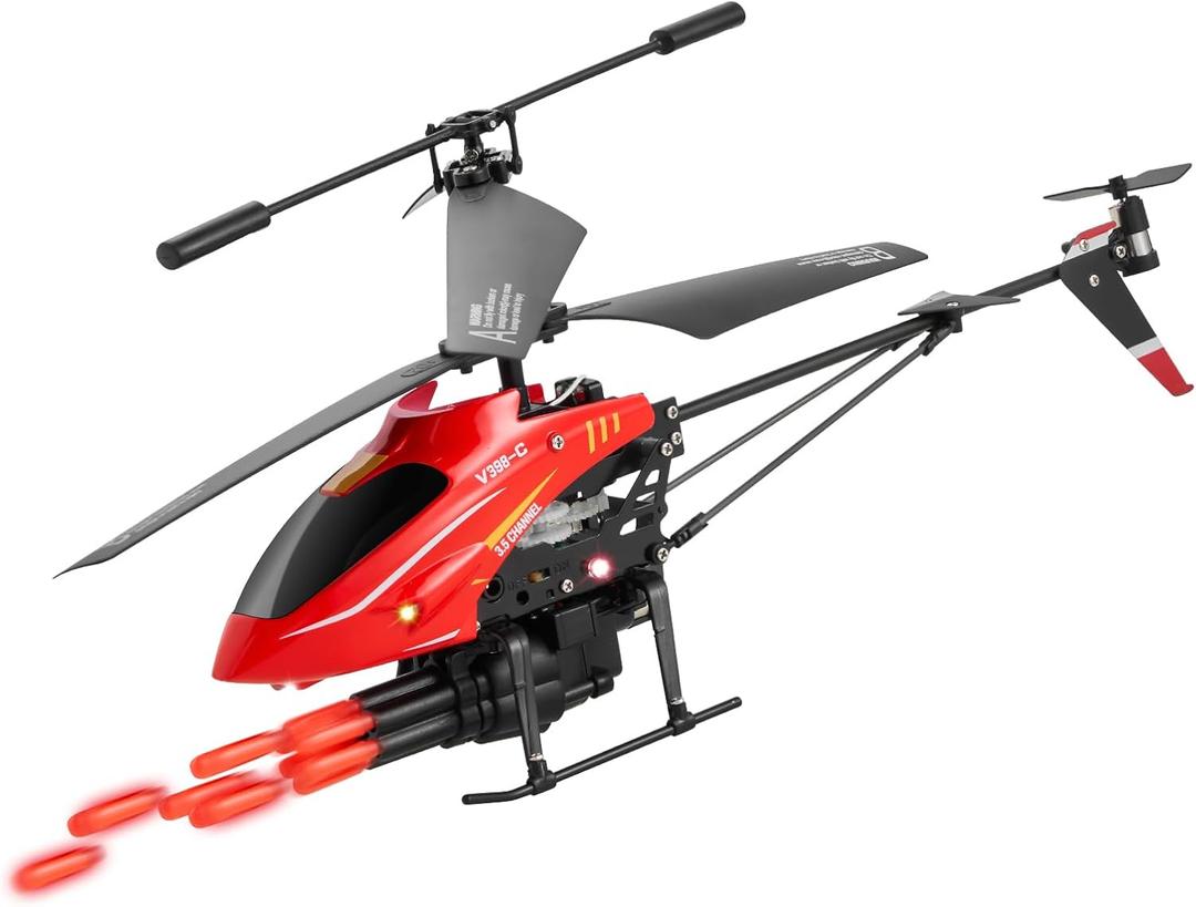 VEVOR RC Helicopter, 2.4GHz Flying Remote Control Helicopter with Shooting Mode, 3.5 Channel RC Airplane for Kid, Altitude Hold, One-Key Takeoff/Landing & LED Lights, Toys for Kids