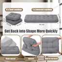 Youyole 7 Pcs Wicker Chair Cushions Set, 44 x 19'' Outdoor Waterproof Loveseat Bench Cushion with 6 U Shaped Chair Cushions for Wicker Garden Porch Swing Furniture Seat Sofa Couch(Gray)