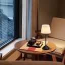 KDG Portables Cordless Table Lamp, Fabric Shade Desk Lamp, 5000mAh Rechargeable Battery Powered Lighting, Dimmable Light for Dining Room, Bedroom, Bedside, Bar, Night Light, Camping, Balcony (Black)