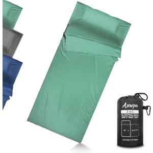 Lightweight Sleeping Bag Liner, Travel Sheets and Adults Sleep Sack, 220 x 95cm with Full Lockable Zipper and Travel Buckle - Portable & Easy Care, Idea for Backpacking, Camping, Hotels, and Trips