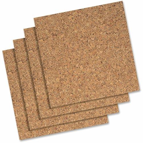 Quartet Cork Tiles, Bulletin Board Cork Panels 12" x 12" x 3/16", Natural, 4 Pack (102)